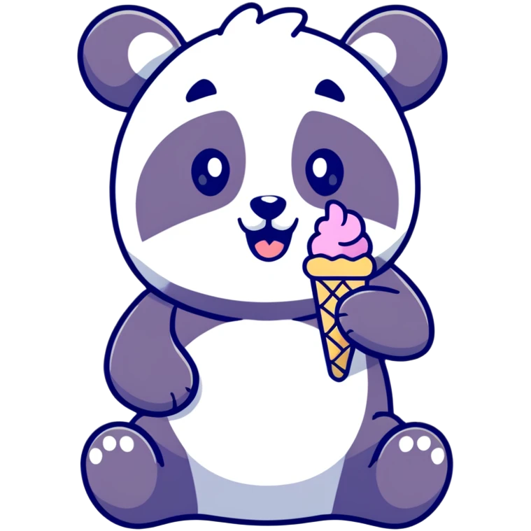 Panda eating ice cream emoji