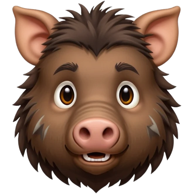 cute hairy boar, dark brown with stripes  emoji