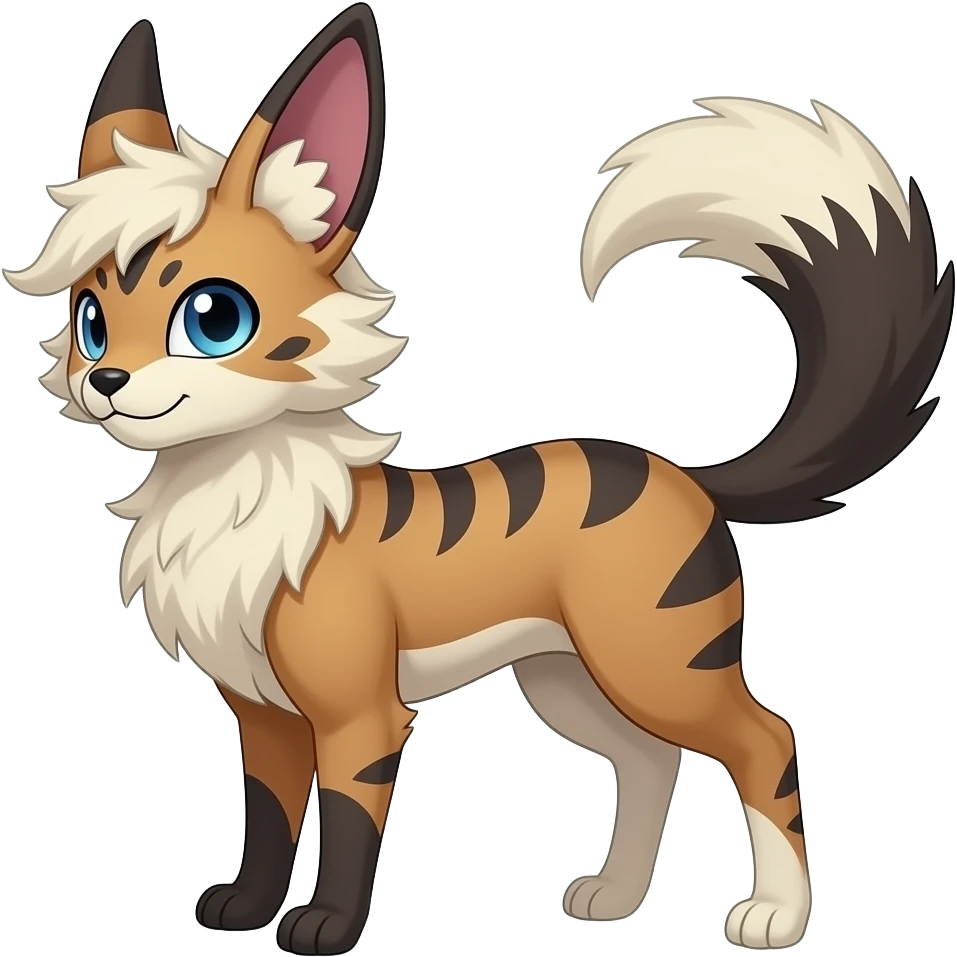 Sylveon-Leafeon-Umbreon-Furret-Buneary-Jackalope-fusion-hybrid-animal-creature with tufted ears, tufted tail emoji