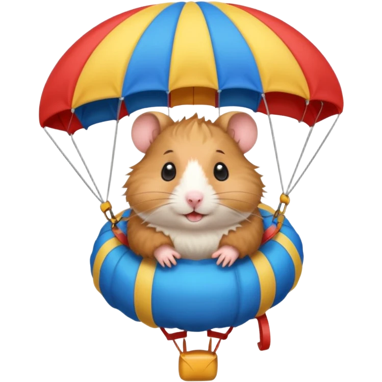 hamster riding parachute emoji