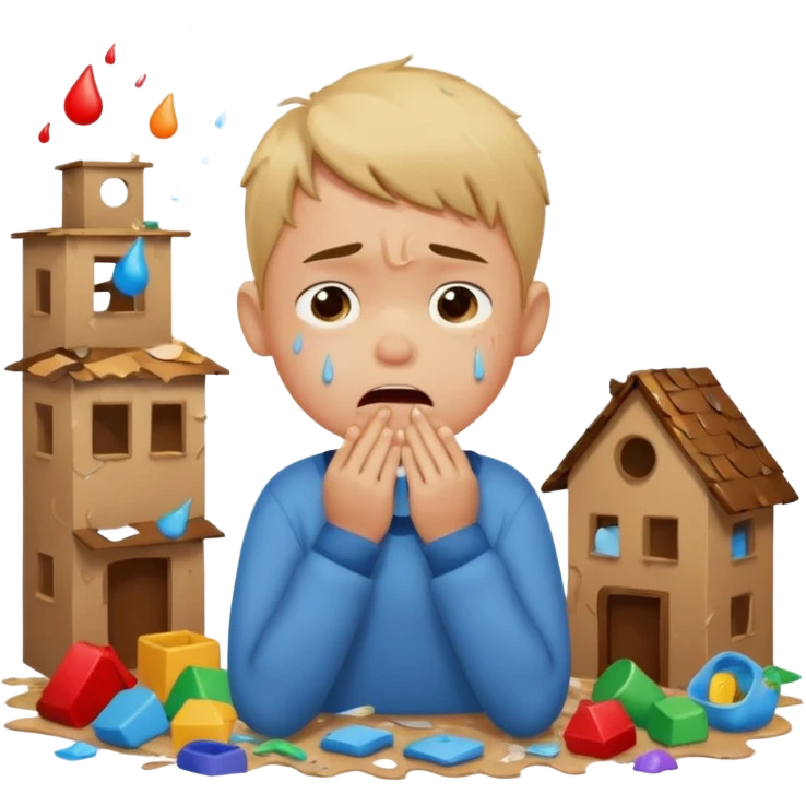 Little boy crying and making crazy home emoji
