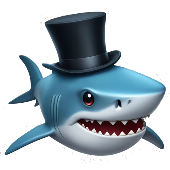 Shark with a top hat emoji