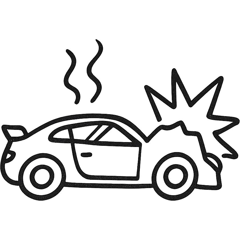 A crashed sports car emoji