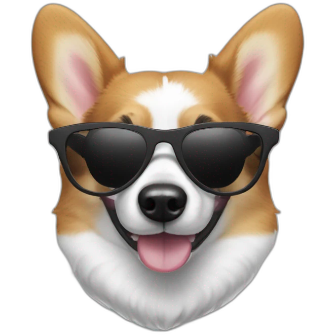 black and white corgi wearing sunglasses emoji