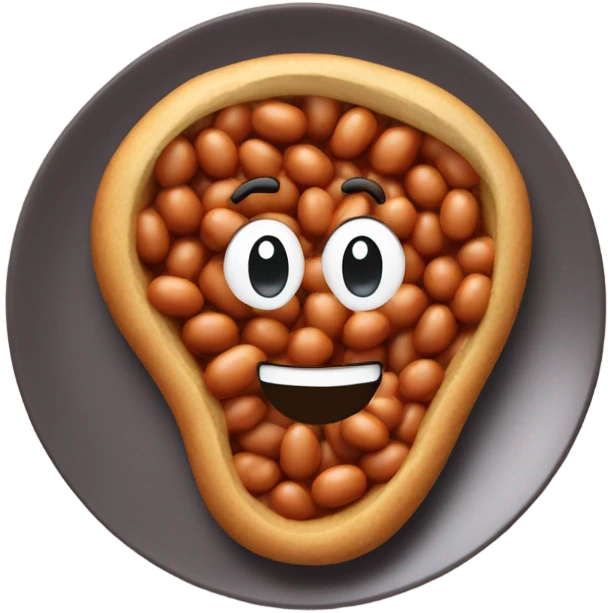 Singular baked bean on plate emoji
