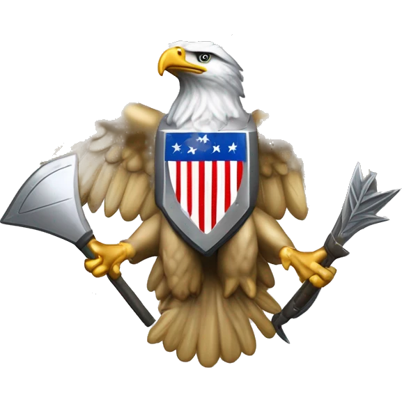 Create an emoji of a silver US Army O-6 Colonel insignia: a detailed silver eagle with outstretched wings, clutching arrows and bearing a shield on its chest. Ensure the background is transparent. The entire thing should be silver emoji