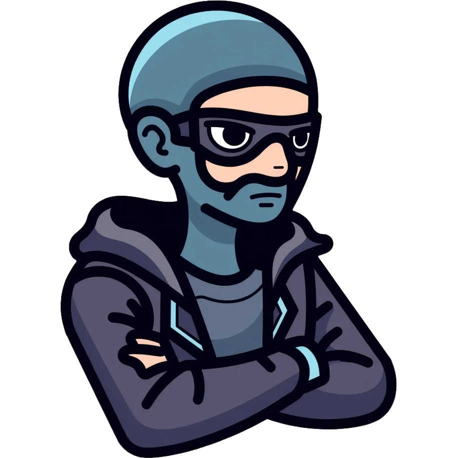 Squid Game front man with black mask and coat emoji