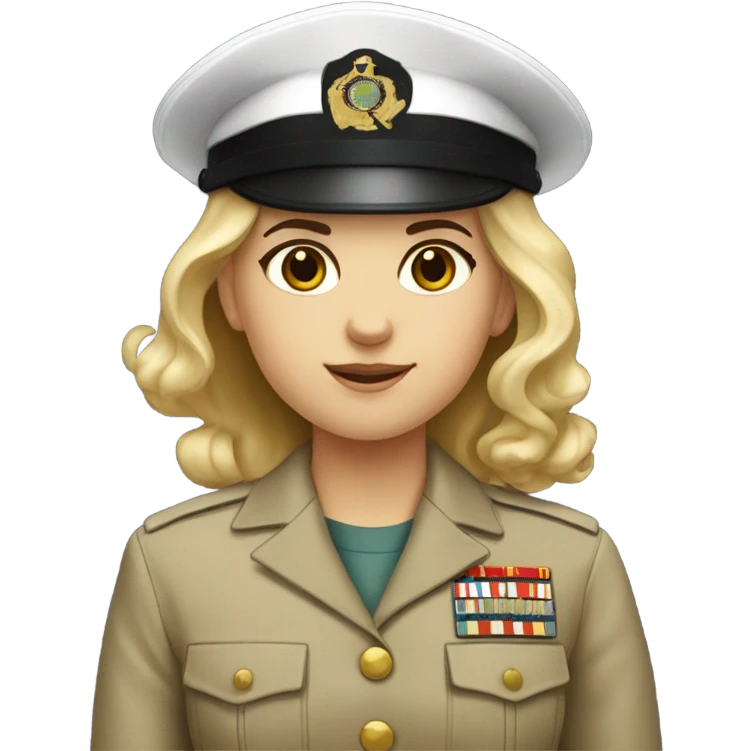 Pale light skin girl wearing marine corps uniform  emoji