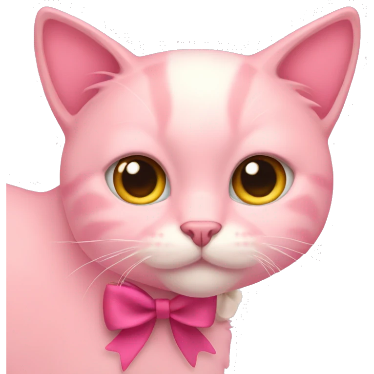 pink cat with a bow  emoji