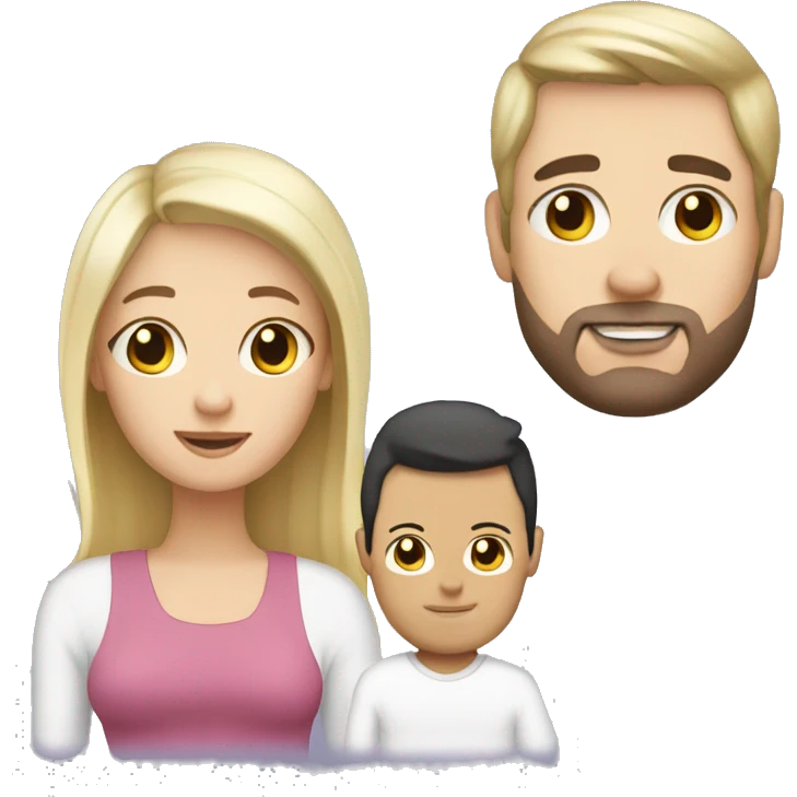 Mum, dark hair/  Dad, Blond hair/ newborn emoji