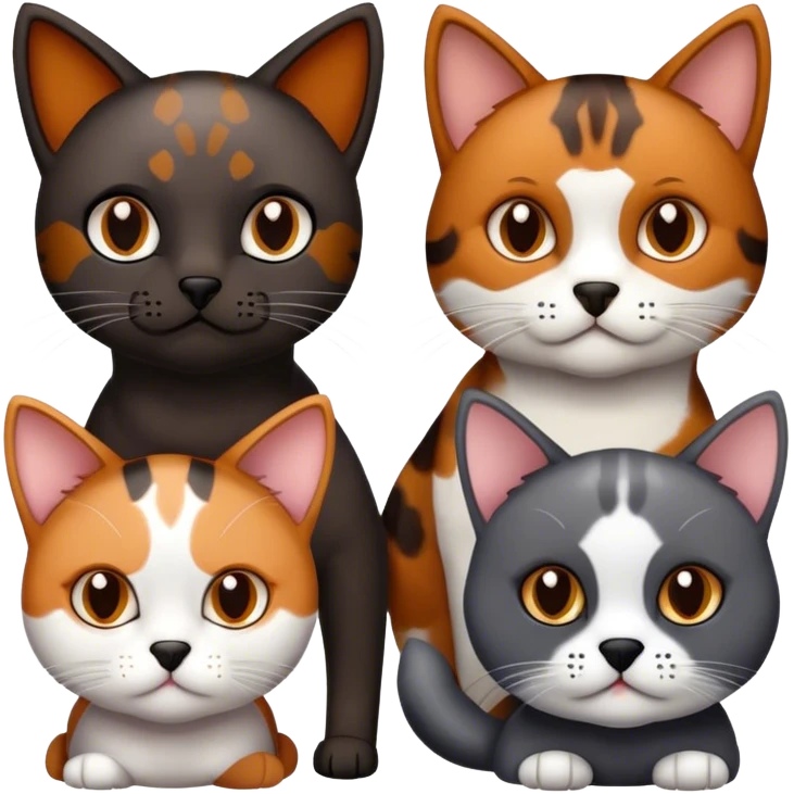Dark tortoiseshell cat and light grey cat and black lab shepherd  emoji