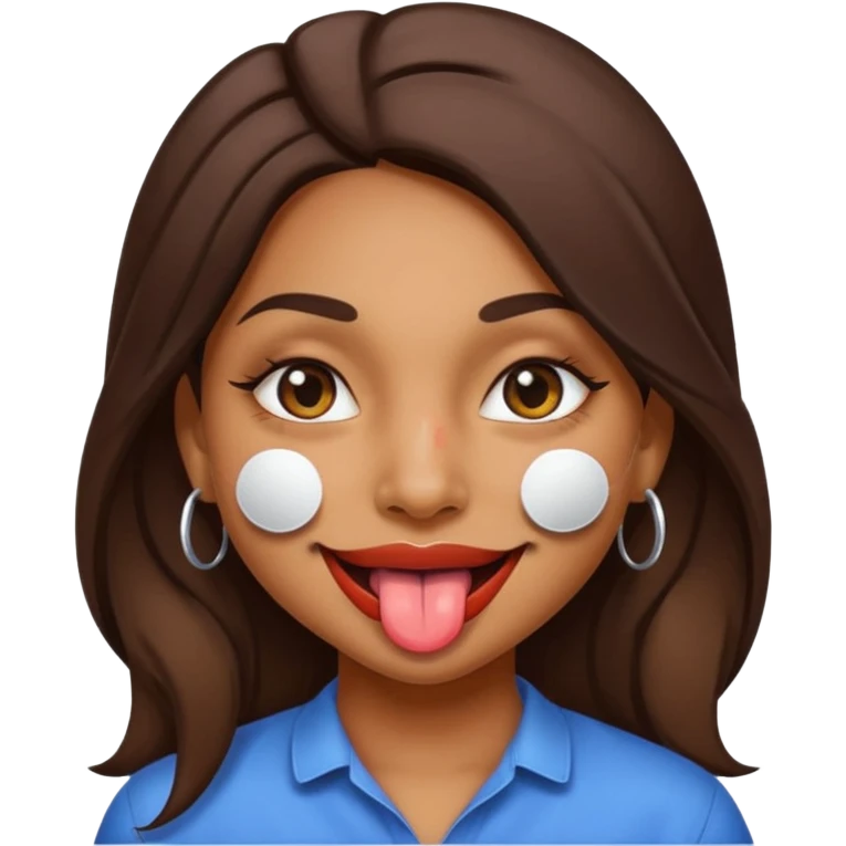 make a tongue sticking out expression for this indian girl that has under eye patches emoji
