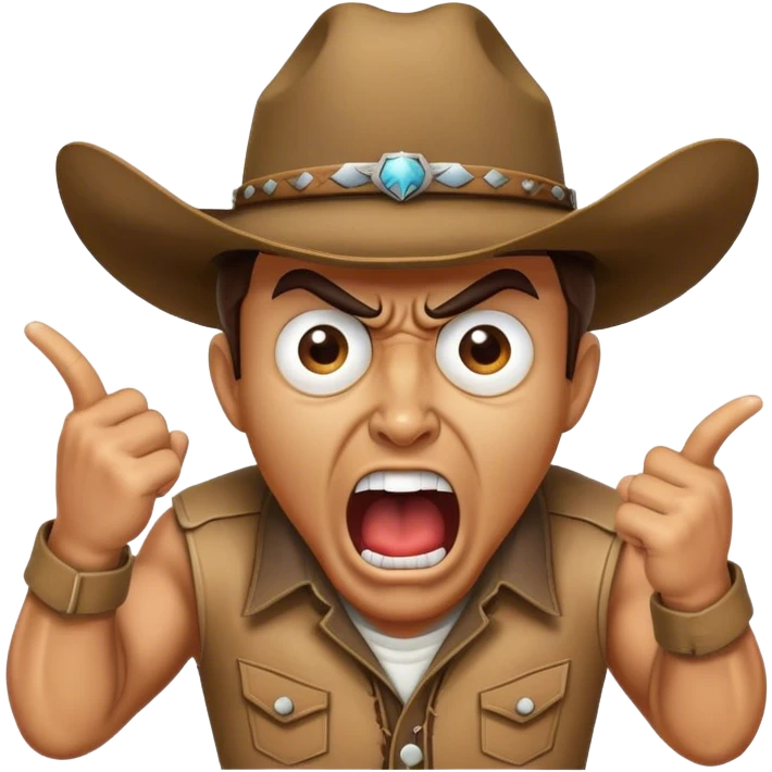 angry country music guy screaming wearing a cowboy hat  emoji