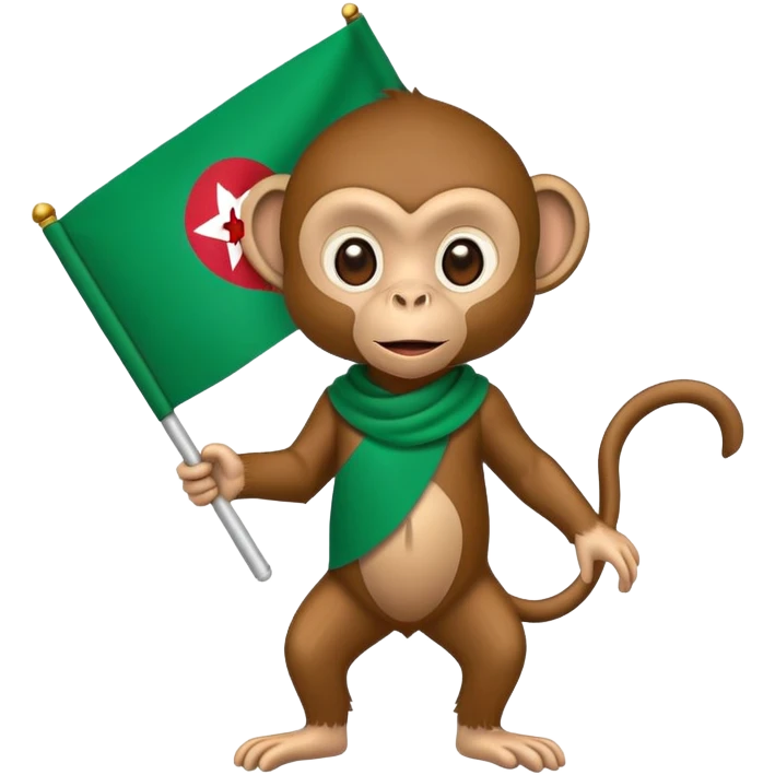 Monkey holding Algerian Flag emoji
