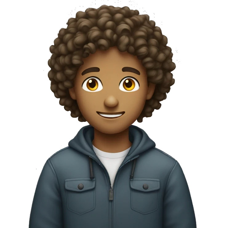 A young man with curly hair smiled coldly emoji