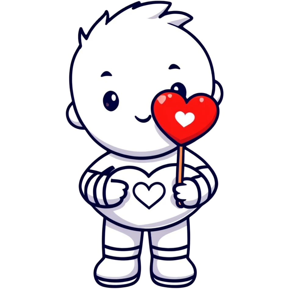cute character holding a heart with Meri text emoji