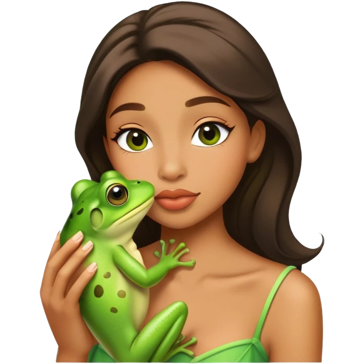 Tiana kissing a frog emoji
