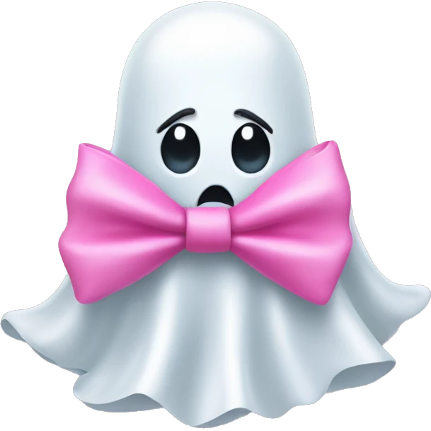 Ghost wearing a pink bow emoji
