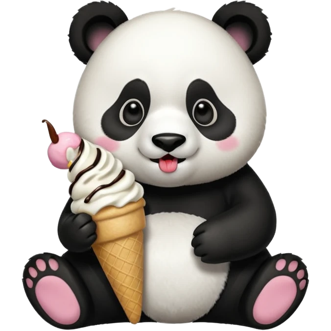 Panda eating ice cream emoji