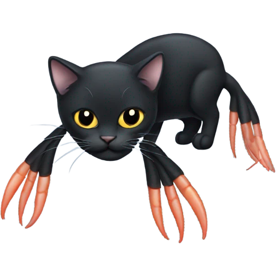 black cat in the body of a shrimp emoji