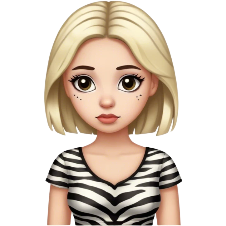 thoughtful girl with zebra printed dress emoji