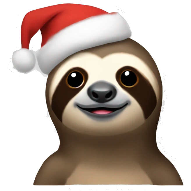Sloth with a Christmas hat emoji