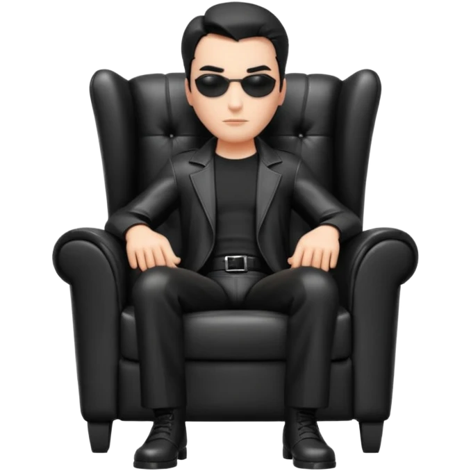 Matrix trinity black leather full body sit on a leather armchair emoji