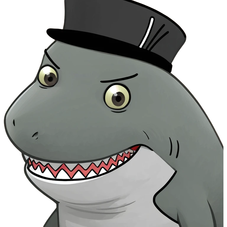 Shark with a top hat emoji