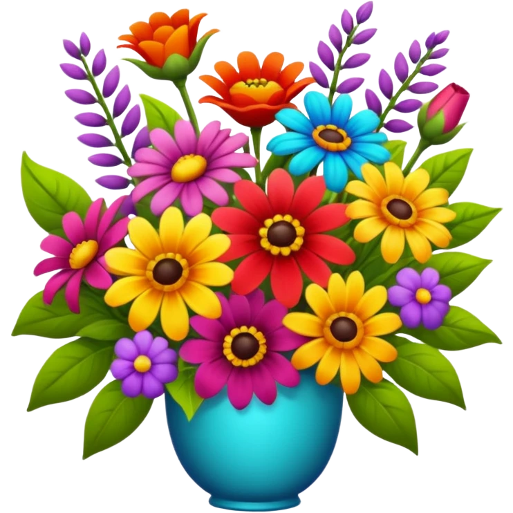 A bright floral bouquet, vibrant colors emoji