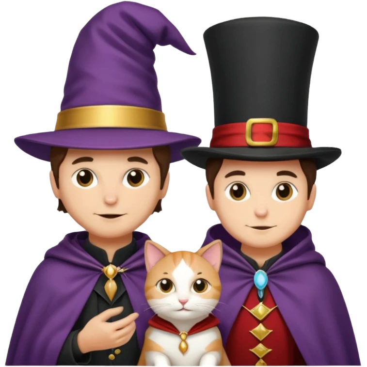 magician couple and their pet cat emoji