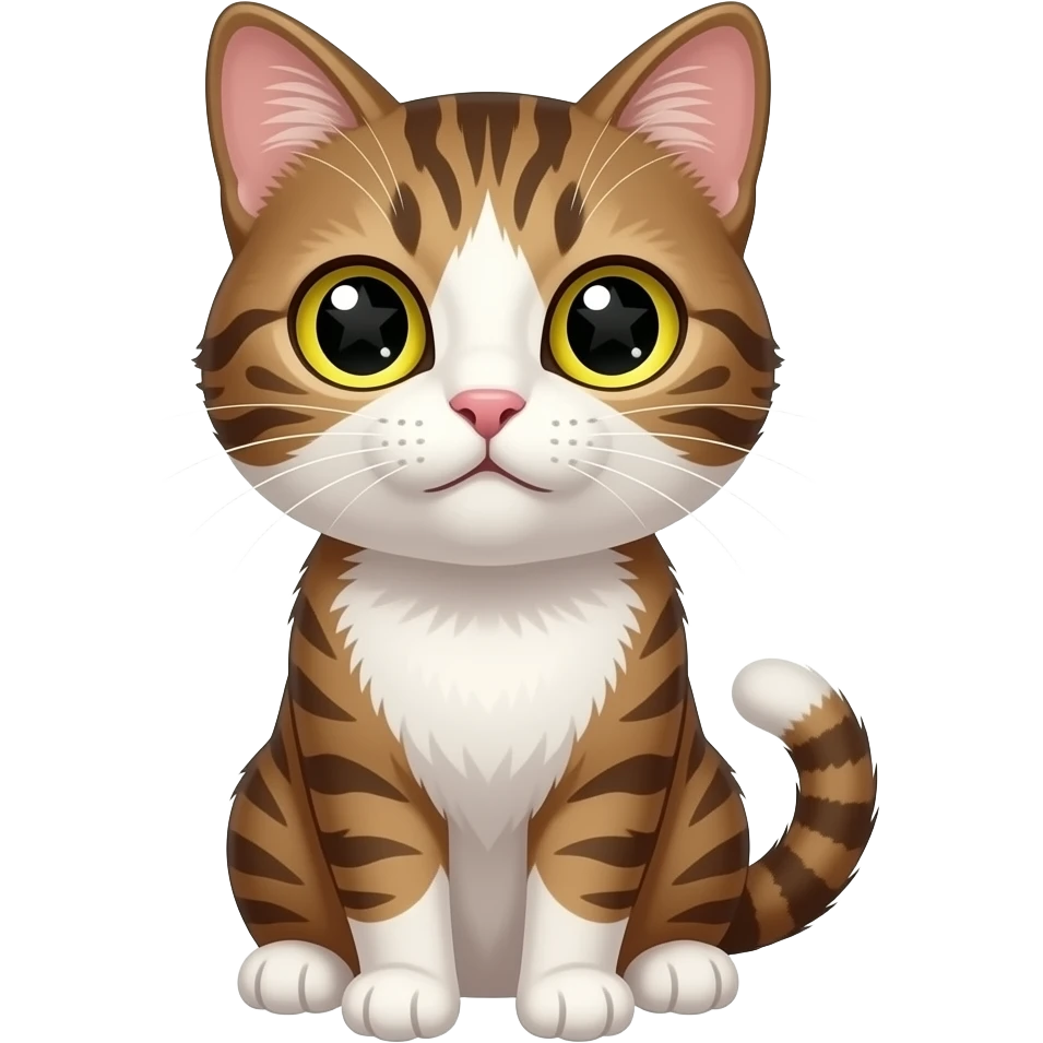 Un gato de estrellas en sus ojos de color amarillo y de iPhone. emoji