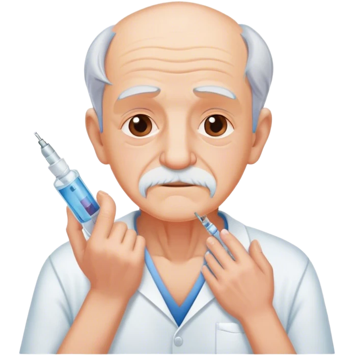 Old man injecting himself with the Covid vaccine  emoji