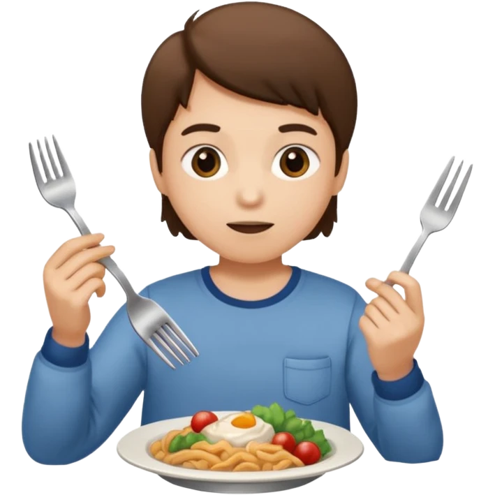 que no sea asiatica, que lleve ropa normal y esté comiendo cualquier comida, sin palillos chinos emoji
