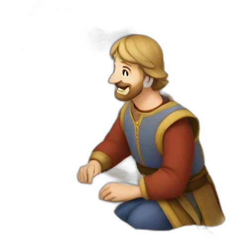 medieval architect working, overseeing a floor plan laid out on a piece of paper emoji
