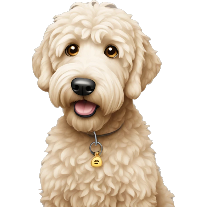 Golden doodle with a confused face  emoji