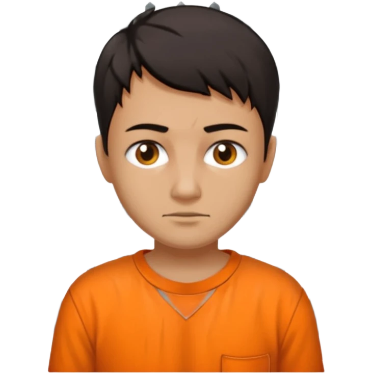 prisoner with orange shirt behind bars emoji