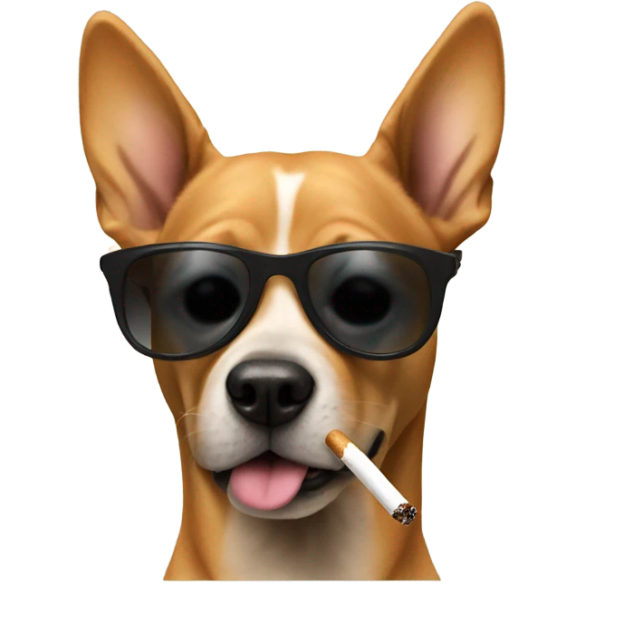Dog with sunglasses smoking a ciggerette emoji