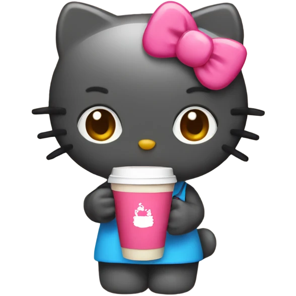 hello kitty drinking a coffee emoji