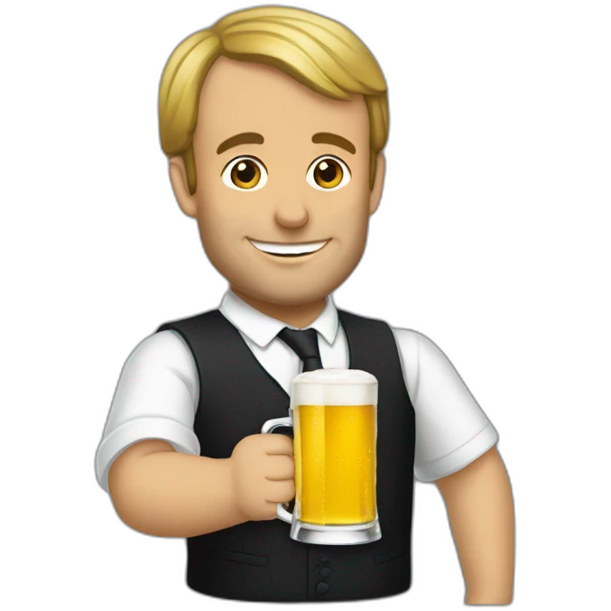 Macron buvant une bière emoji