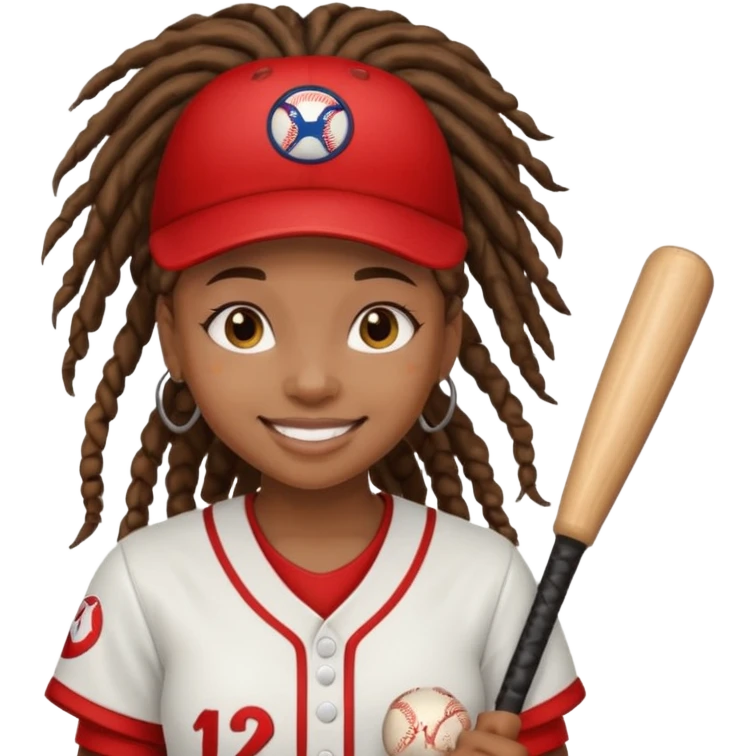 dreadlock baseball player black girl emoji