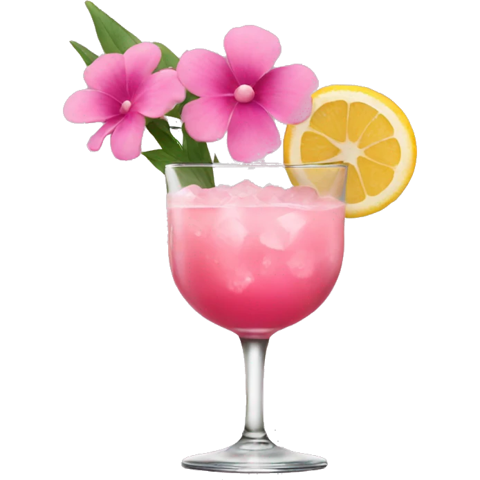 Cocktail with pink flowers emoji