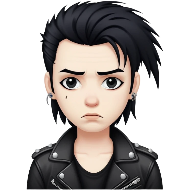 Sad punk rocker with kinky semi-long hair emoji