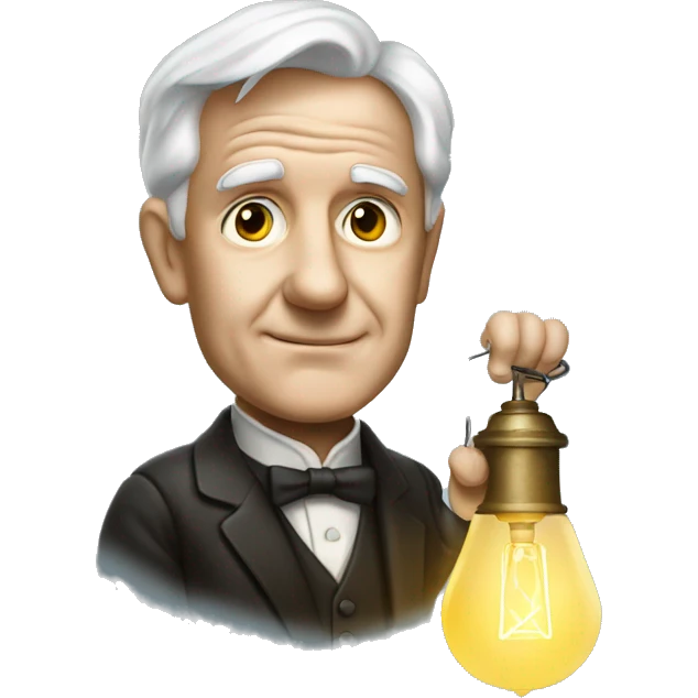 thomas edison with lamp in hand emoji