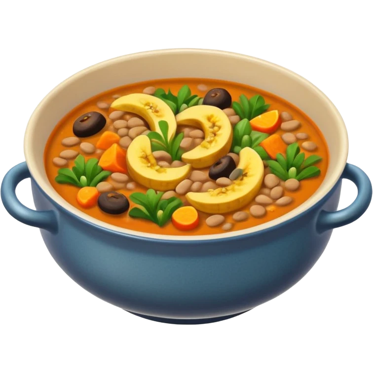 lentil soup with pieces of plantain and mixed vegetables in a warm bowl emoji