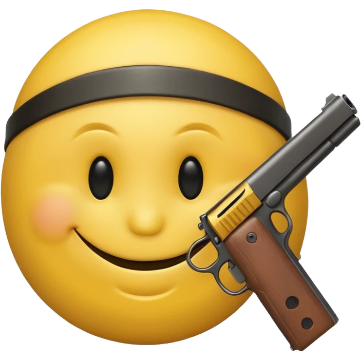 a smiley face holding a gun emoji