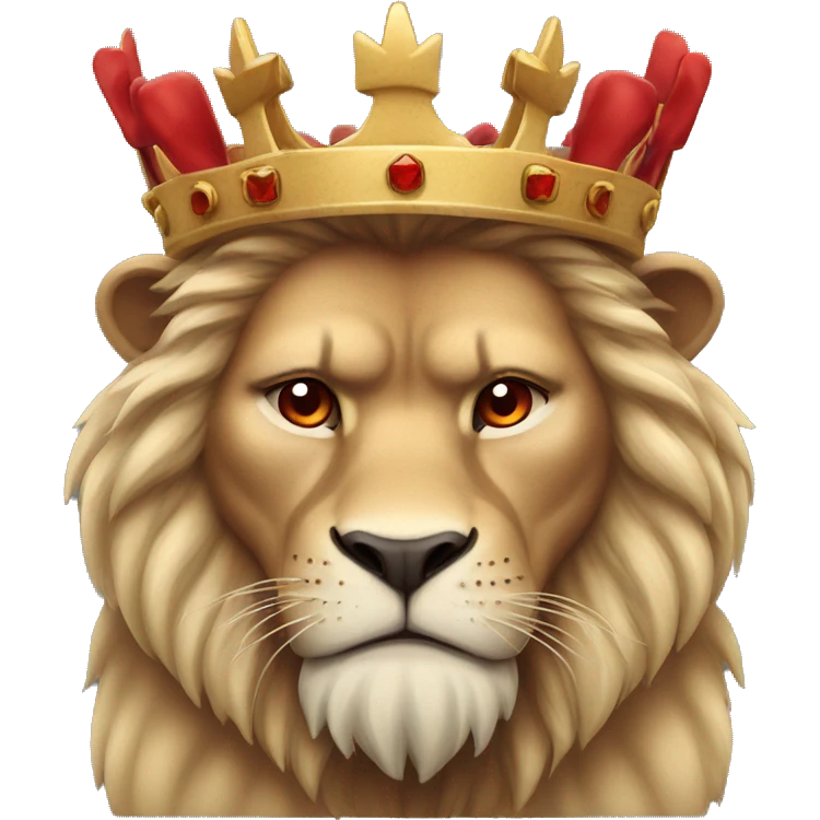 A angry lion in a red crown emoji