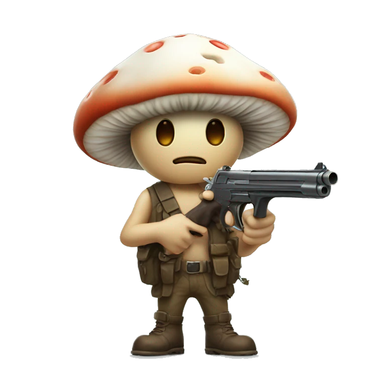 cute mushroom man holding gun emoji