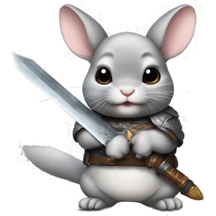 Chinchilla with a sword in its paw emoji