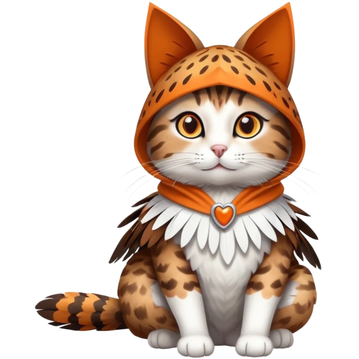 pheasant in a playful cat costume, sitting pose emoji
