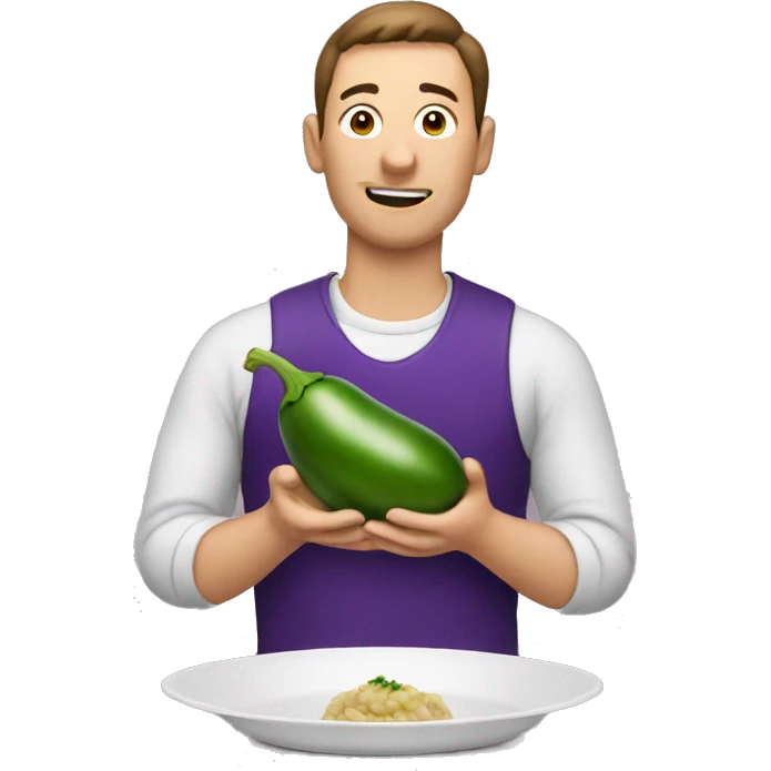 Men eating eggplant  emoji